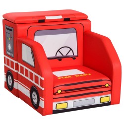 Fotoliu Masina de Pompier cu cardu de lemn si cu 2 compartimente de stocare Fire Engine Sofa